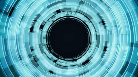 Abstract round geometric background with moving circle tunnel Stock Footage 84929063