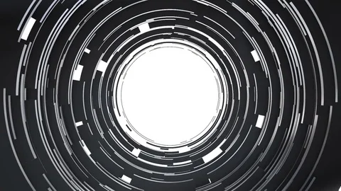 Abstract round geometric background with moving circle tunnel Stock Footage 84935667