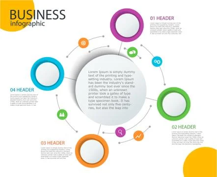 Abstract round infographics 5 step. Color circle diagram Illustrazione stock