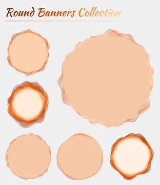 Abstract round labels. Circular backgrounds in orange colors. Vibrant vecto.. Ilustração Stock