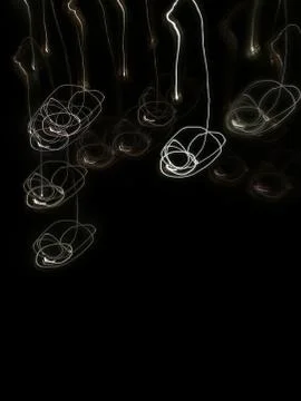Abstract round light traces on the black background Stock Photos