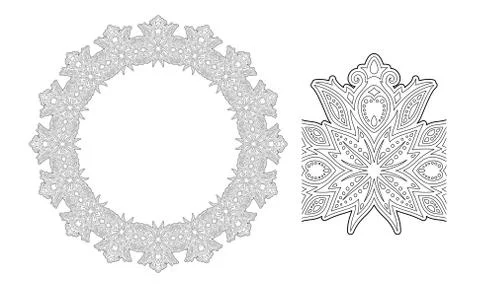 Abstract round linear pattern with paint brush Stock Illustration