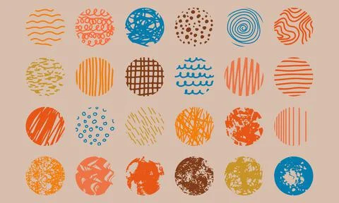 Abstract round modern pattern icon. Contemporary line doodle geometric textur Stock Illustration