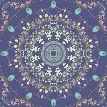 Abstract round ornamental laces pattern purple olive green pink light b Stock Illustration