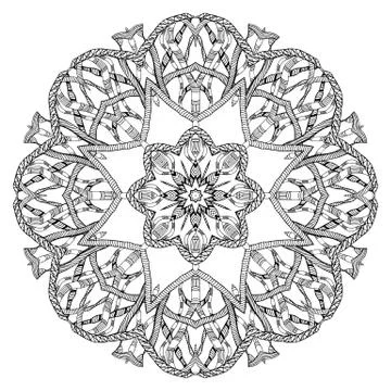 Abstract round pattern with snakes elements Stock Illustration