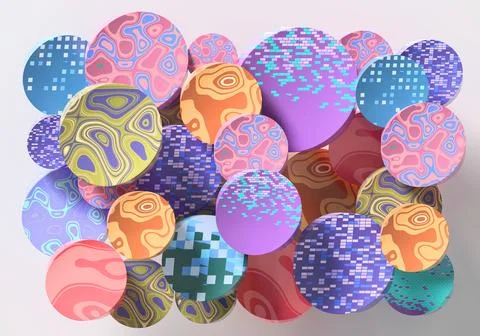 Abstract round shape colorful background 3d rendering Stock Photos