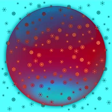 Abstract round shape with gradient plastic metalised illusion under snowing 스톡 일러스트
