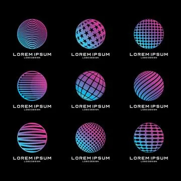 Abstract Round Shape Logo Design Set Stock Illustration