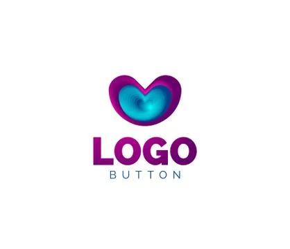 Abstract round shape logo template. Minimal geometrical design, 3d geometric Stock Illustration