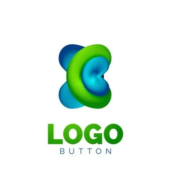 Abstract round shape logo template. Minimal geometrical design, 3d geometric Stock Illustration