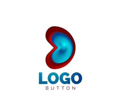 Abstract round shape logo template. Minimal geometrical design, 3d geometric Stock Illustration
