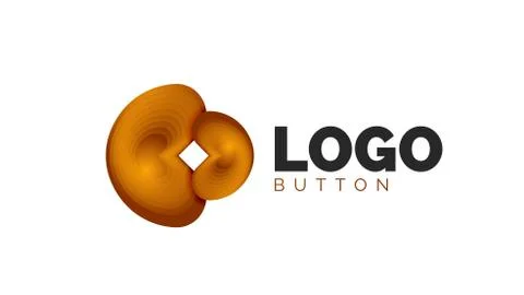 Abstract round shape logo template. Minimal geometrical design, 3d geometric Stock Illustration