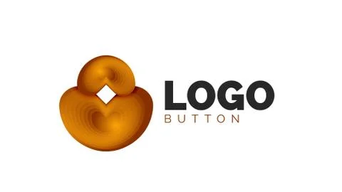 Abstract round shape logo template. Minimal geometrical design, 3d geometric Stock Illustration