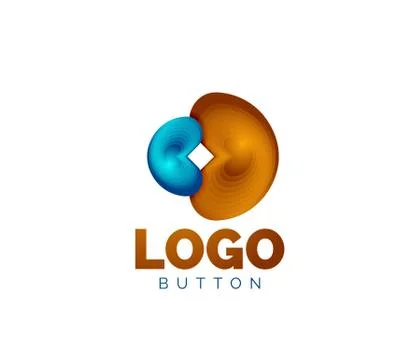 Abstract round shape logo template. Minimal geometrical design, 3d geometric Stock Illustration