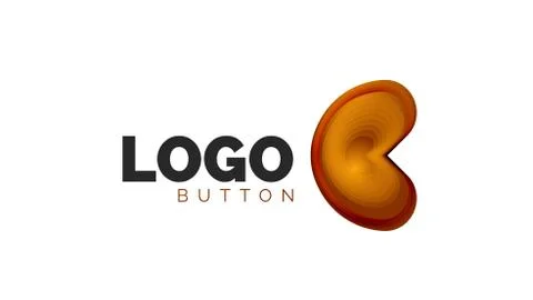 Abstract round shape logo template. Minimal geometrical design, 3d geometric Stock Illustration