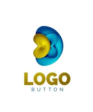Abstract round shape logo template. Minimal geometrical design, 3d geometric Stock Illustration