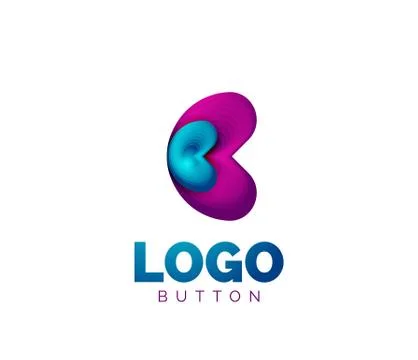 Abstract round shape logo template. Minimal geometrical design, 3d geometric Stock Illustration