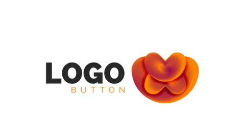 Abstract round shape logo template. Minimal geometrical design, 3d geometric Stock Illustration