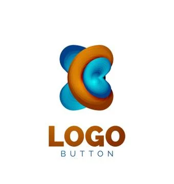 Abstract round shape logo template. Minimal geometrical design, 3d geometric Stock Illustration