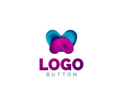 Abstract round shape logo template. Minimal geometrical design, 3d geometric Stock Illustration