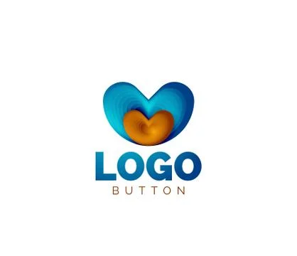 Abstract round shape logo template. Minimal geometrical design, 3d geometric Stock Illustration