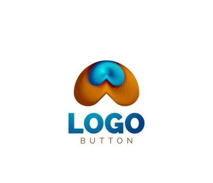 Abstract round shape logo template. Minimal geometrical design, 3d geometric Stock Illustration