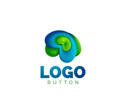 Abstract round shape logo template. Minimal geometrical design, 3d geometric Stock Illustration