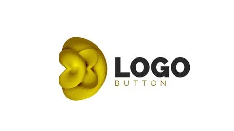 Abstract round shape logo template. Minimal geometrical design, 3d geometric Stock Illustration