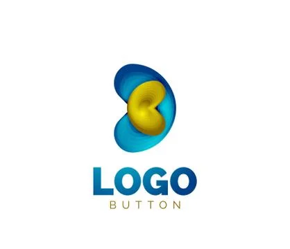 Abstract round shape logo template. Minimal geometrical design, 3d geometric Stock Illustration