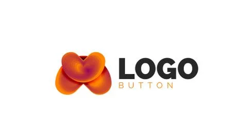 Abstract round shape logo template. Minimal geometrical design, 3d geometric Stock Illustration