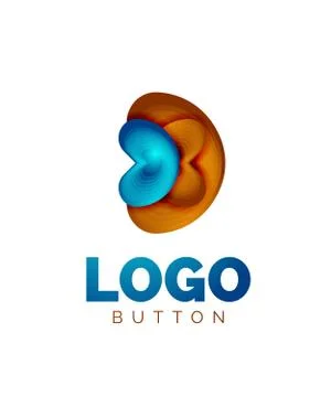 Abstract round shape logo template. Minimal geometrical design, 3d geometric Stock Illustration