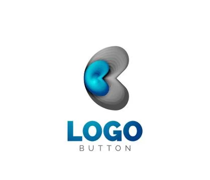 Abstract round shape logo template. Minimal geometrical design, 3d geometric Stock Illustration