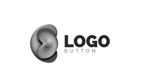 Abstract round shape logo template. Minimal geometrical design, 3d geometric Stock Illustration