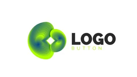 Abstract round shape logo template. Minimal geometrical design, 3d geometric Stock Illustration