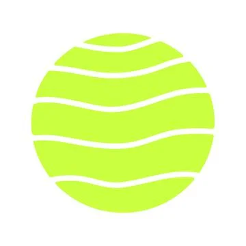 Abstract round shape with wavy lines in lime green color isolated on white Illustrazione stock