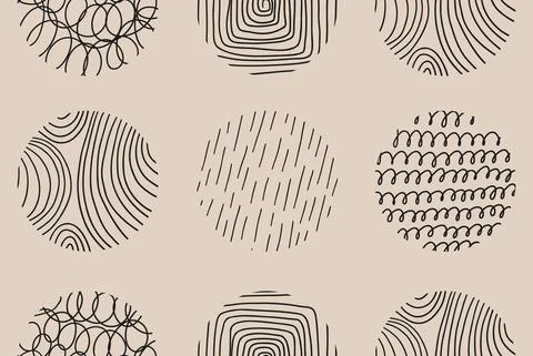 Abstract round shapes. Scribble seamless pattern for textile poster fabric Illustrazione stock