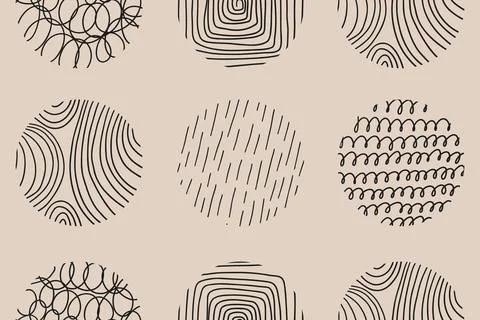 Abstract round shapes. Scribble seamless pattern for textile poster fabric イラスト素材