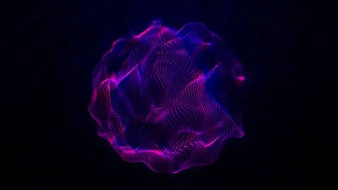 Abstract round sphere of dark pink and blue particles of magical glow Stock Footage 287919359