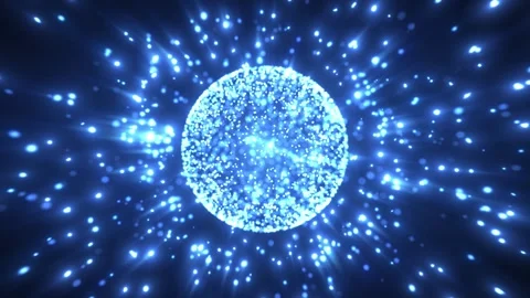 Abstract round sphere made of shiny blue magic glow particles Stock Footage 288318386