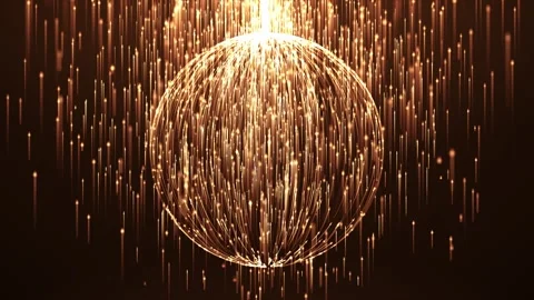 Abstract round sphere made of shiny golden magic glow particles Stock Footage 302365119