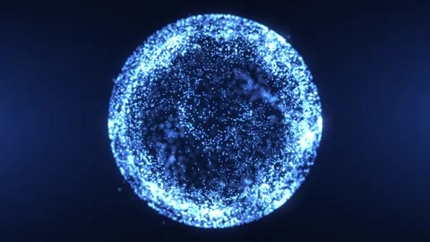 Abstract round sphere of shiny blue magic glow particles on a dark background Stock Footage 278225389