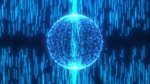 Abstract round sphere of shiny blue magic particles on a dark background Stock Footage 311165752