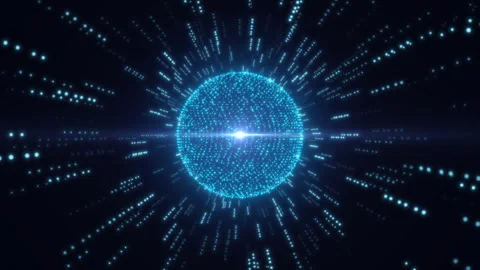 Abstract round sphere of shiny blue magic glow particles Stock Footage 341663148