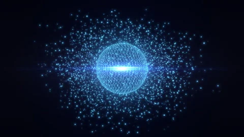 Abstract round sphere of shiny magic glow particles on a dark background Stock Footage 338156245