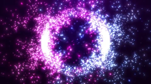 Abstract round sphere of shiny pink and blue particles of magical glow Stock Footage 286430909