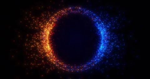 Abstract round sphere of shiny yellow and blue particles of magic glow Stock Footage 244906433