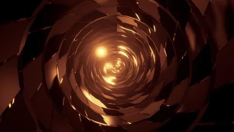 Abstract round tunnel with brick pattern texture and glowing spheres 3d 스톡 일러스트