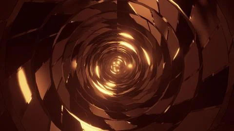Abstract round tunnel with brick pattern texture and glowing spheres 3d 스톡 일러스트