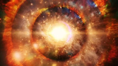 Abstract round yellow orange sphere light bright glowing from energy rays a.. Stock Footage 246372287