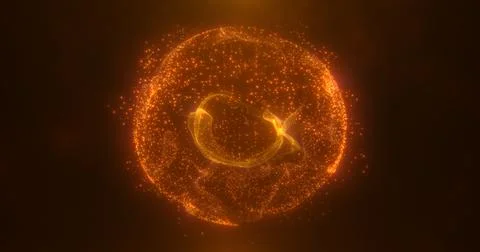 Abstract round yellow orange sphere light bright glowing from energy rays a.. 스톡 일러스트